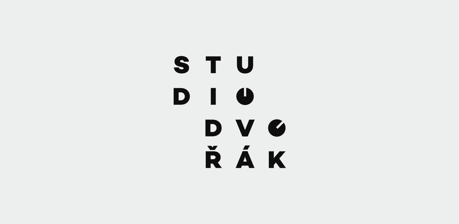 Animace loga Studio Dvořák, písmena v mřížce a ovladače místo písmen O